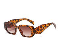 CWZZWS Nuovi occhiali da sole 2025 donna rettangolo occhiali da sole femminili sfumature specchio vintage, Leopard, Taglia unica