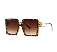 CWZZWS Nuovi occhiali da sole quadrati oversize 2025 donna 2021 moda classica forma occhiali da sole vintage per uomo sfumature retrò UV400, Leopard, Taglia unica