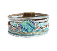 CWZZWS Nuovo 2025 Arrivo Pietra Colorata Braccialetto in Pelle Donna Uomo Gioielli Vintage Charms Multistrato Intrecciato Braccialetti avvolgenti Larghi Braccialetti con per Te Accessori Regalo