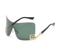CWZZWS Nuovo 2025 Oversize Rimless Occhiali Da Sole Donne Uomini Vintage Punk Occhiali Da Sole Un Pezzo Occhiali, Verde scuro, Taglia unica