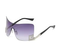 CWZZWS Nuovo 2025 Oversize Rimless Occhiali Da Sole Donne Uomini Vintage Punk Occhiali Da Sole Un Pezzo Occhiali, grigio, Taglia unica