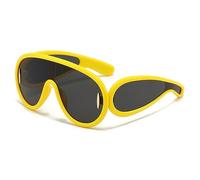 CWZZWS Nuovo 2025 Punk Occhiali Da Sole Donne Uomini Hip Hop Un Pezzo Occhiali Da Sole UV400 Shades Specchio Occhiali, Giallo, Taglia unica