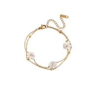 CWZZWS Nuovo Arrivo 2025 Acciaio Inossidabile 316L Carino Fiori Bianchi Braccialetto Donna Uomo Impermeabile Catena da Polso Gioielli Festa con per Te Accessori Regalo Creativo alla Moda