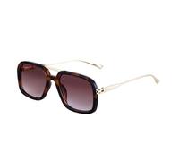 CWZZWS Occhiali da sole alla moda a doppio ponte, quadrati, da uomo, stile retrò, sfumati, UV400, Gradiente di tè leopardo, Taglia unica