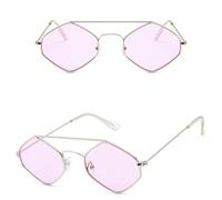 CWZZWS Occhiali da sole da donna in metallo retrò a doppio raggio selvaggio occhiali poligonali oceanici, 8-argento-viola, Taglia unica