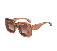 CWZZWS Occhiali da sole quadrati spessi con cerniera in metallo retrò color caramella occhiali da sole da donna moda uomo sfumature UV400, Jelly Tea, Taglia unica
