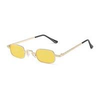 CWZZWS Occhiali da sole rettangolari piccoli per donne uomini moda retrò telaio in metallo occhiali da sole vintage punk sfumature UV400 occhiali, Oro giallo, Taglia unica