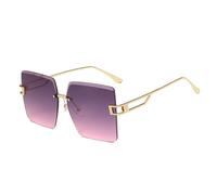 CWZZWS Occhiali da Sole Senza telai Gradiente di Lenti da Sole Che tagliavano Gli Occhiali da Gamba Metallica da Donna Occhiali da Occhiali Senza Bordo Senza Bordo