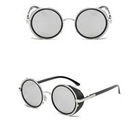 CWZZWS Occhiali da Sole Steampunk Women Round Glasses Men Side Visor Circle Vintage Retro Style Punk