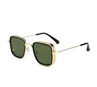 CWZZWS Occhiali da sole vintage Steampunk in metallo da uomo retrò occhiali da sole occhiali da sole per le donne Lunettes De Soleil, Colore: verde oro., with pouch and cloth
