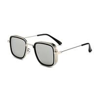 CWZZWS Occhiali da sole vintage Steampunk in metallo da uomo retrò occhiali da sole occhiali da sole per le donne Lunettes De Soleil, Specchio argento argento, with pouch and cloth