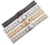 CWZZWS Orologi Bracciale per Orologi in Acciaio Inossidabile Solido Inossidabile 18mm da 18mm 20mm 22mm 24mm Oro Oro di Orologio Nero Accessori