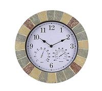 CWZZWS Orologio da Parete Esterno Orologio da Parete meteorologico Ornamenti per outsori di Tempo preciso con Metro di Temperatura e umidità