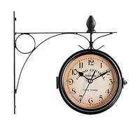 CWZZWS Orologio da Parete Orologio da Parete Esterno Resistente alle intemperie, Orologi da Parete a Doppia facciale Ornamenti da Giardino di Ferro, creatività del tempismo precisa Facile da Leggere
