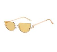 CWZZWS Piccolo poligono occhiali da sole donna metallo mezza montatura occhiali da sole signore occhiali da sole Shades, Giallo dorato., Taglia unica