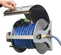 CWZZWS Pieno di stoccaggio del Tubo da Giardino Montato a Parete con Copertura, Supporto per Tubo del Tubo per Tubo d'Acqua per Giardino Portatile Riavvolgimento Automatico ， Dispositivo