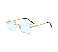 CWZZWS Pilota Occhiali Da Sole Senza Montatura Per Gli Uomini Moda Donne Frameless Taglio Sfumatura Occhiali Da Sole Diamante Impostazione Ombra Occhiali, Oro blu, Taglia unica