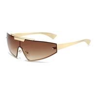 CWZZWS Retro Uomini Occhiali Moda Un Pezzo Gradiente Specchio Sfumature Uv400 Donne Outdoor Sport Punk, Gradiente del tè dorato, Taglia unica