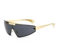 CWZZWS Retro Uomini Occhiali Moda Un Pezzo Gradiente Specchio Sfumature Uv400 Donne Outdoor Sport Punk, Grigio Dorato, Taglia unica