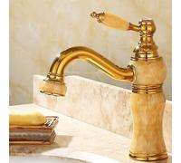CWZZWS Rubinetti, miscelatore per lavabo da bagno, rubinetti per lavabo in ottone e giada, rubinetti per gru, rubinetto caldo e freddo, monocomando montato su piano, rifinito per bagno, cucina/stile 1