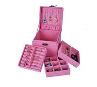 CWZZWS Scatola per Gioielli Vintage in Stile Europeo, Piccolo Braccialetto Scozzese Multistrato per Orecchini a Bottone, Custodia per Cosmetici Semplice per riporre Gioielli