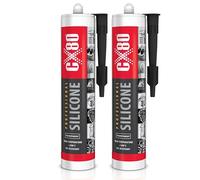 CX80 | silicone trasparente ad alta temperatura | sigillante elastico permanente da -65 °C a +380 ° | per edilizia, auto e industrial| resistente a oli, benzina e grassi | 2 cartucce da 310 ml