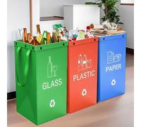 CXAFQ 3 Sacchetti Di Rifiuti, Borse Raccolta Differenziata, Raccolta Differenziata Interno, Pattumiera Differenziata, Capacità Singola 40L, Progettazione Manuale, Robusto Resistente, Verde, Rosso, Blu