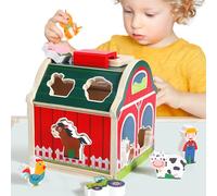 CXAFQ Casa Degli Animali In Legno Da Abbinare, 10 Blocchi Di Animali Della Fattoria, Giochi Neonato 0-12 Mesi, Giochi Sensoriali Per Neonati Giochi Montessori 6 Mesi Giochi Per Neonati 0-3 Mesi