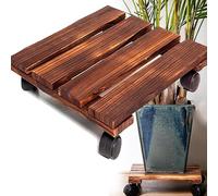 CXAFQ Legno Quadrato con 4 Rotelle Girevoli A 360°, Sottovaso con Ruote, Portavasi da Esterno, Porta Vaso da Balcone, Sottovasi con Ruote, Fioriere con Ruote, Supporto per Piante su Ruote