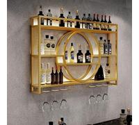 CXBBFUR Portabottiglie da parete moderno, portabottiglie in metallo,portabottiglie in ferro con ripiani,scaffale for bar e ristoranti(Gold,140x15x80cm)