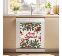 Cxdvotvy Pannello magnetico per lavastoviglie, con scritta "Merry Christmas", copertura magnetica per frigorifero, per porte, lavatrici, frigoriferi, pannelli adesivi decorativi per cucina, 55 x 66 cm