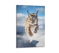 CXEEUDFFN Stampa artistica da parete su tela, motivo: gatto grande con immagine di Air Snow Lynx, poster decorativo moderno per camera da letto, 50 x 75 cm