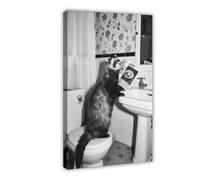 CXGFEFFG Stampa artistica da parete monocromatica su tela con immagine di una carrozza sul WC guardando il bagno, decorazione artistica da parete per soggiorno 60 x 90 cm