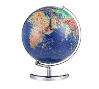 CXGFRGH Mappamondo, Globo terrestre con Mappa del Mondo, Decorazione da Tavolo, Controllo Cinese e Inglese, 30 cm, Blu Scuro, Satellite, 3D, Stereo, in Rilievo, Globo luci