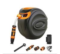 CXGFRGH Raccolta Tubi, Avvolgitubo Automatico da 15 m/50 Piedi con spruzzatore 3 in 1 e Staffa Girevole a 180°, for Carrello avvolgitubo for Giardino, Cortile, Fattoria