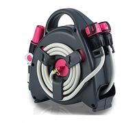 CXGFRGH Raccolta Tubi, Set Porta Tubo Flessibile for organizzare Tubi dell'Acqua, con Tubo Flessibile da 15 m/50 Piedi e Carrello avvolgitubo con ugello a 3 modalità (Blu)(Rose)