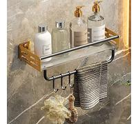 CXGFRGH Scaffali per Bagno, Portaoggetti da Doccia in Rame Parete, Elegante Cestino portasciugamani for Il Bagno(Black D,1 Layer with Rod 40Cm)