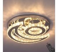 CXGLEAMING 15.7" moderna lampadario da soffitto di cristallo plafoniera a LED dimmerabile da incasso luna rotonda lampadario per soggiorno camera da letto cucina(telecomando)
