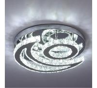 CXGLEAMING 15.7" moderna lampadario da soffitto plafoniera a LED di cristallo luna rotonda lampada a sospensione da incasso per soggiorno camera da letto cucina (bianco freddo)