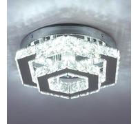 CXGLEAMING Lampada da soffitto in cristallo esagonale moderna plafoniera led soffitto Chrome lampadario camera da letto soggiorno cucina bagno corridoio(bianco freddo)