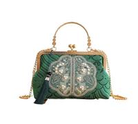 CXHasmotic Borsa a mano con ricamo di perle for borsa a tracolla da donna | Borsa rigida con ricamo floreale orientale, catena dorata staccabile for la cena