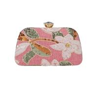 CXHasmotic Pochette da sera ricamata con paillettes ricamate a mano | Pochette con chiusura a bacio floreale lilla, chiusura in cristallo e catena staccabile for matrimoni