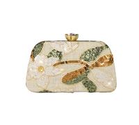 CXHasmotic Pochette da sera ricamata con paillettes ricamate a mano | Pochette con chiusura a bacio floreale lilla, chiusura in cristallo e catena staccabile for matrimoni