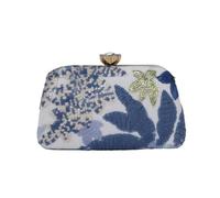 CXHasmotic Pochette da sera ricamata con paillettes ricamate a mano | Pochette con chiusura a bacio floreale lilla, chiusura in cristallo e catena staccabile for matrimoni