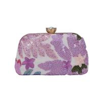 CXHasmotic Pochette da sera ricamata con paillettes ricamate a mano | Pochette con chiusura a bacio floreale lilla, chiusura in cristallo e catena staccabile for matrimoni