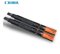 CXHIIA Runner per cassetti con cuscinetti a sfera con chiusura ammortizzata da 45 mm, estensione completa a 3 pieghe, montaggio laterale, capacità di carico di 45 kg, scivolo per mobili