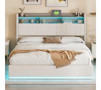 CXHLXYR Letto matrimoniale 160 x 200 cm con rete a LED, contenitore nascosto a testata, baule idraulico, letti imbottiti 160 x 200 cm con doghe in legno, in velluto