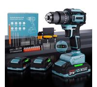 CXHLXYR Trapano avvitatore a batteria 21 V, avvitatore a batteria senza fili con batterie 2.0 Ah, 24+3 impostazioni di coppia, 3 velocità, LED, per progetto di riparazione fai da te (blu-F