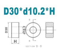 Cxiang-Rondelle piatte Diameter 30mm M10 M12 M14 M16 M18 M20 Aluminum Bushing Washer Gasket Round Hollow No Thread Standoff Spacer, Rondelle piatte(D30xd10.2xH,H3(10pcs))