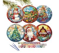 CXINLky 6 pezzi Dipingere Con I Numeri, Tovaglietta, 5D Dipingere Con I Numeri, Antiscivolo Tovaglietta Di Natale per Tazze, Calici Da Vasi 01-Natale